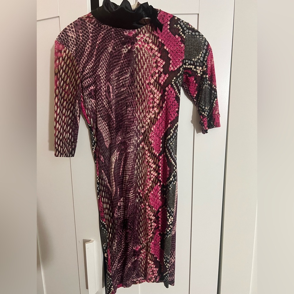 Pink and Black Snake Print Dress